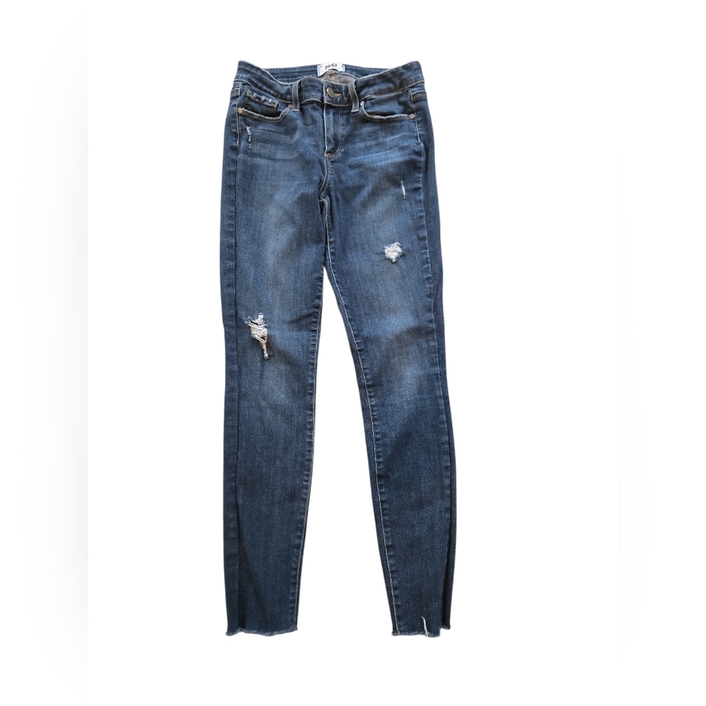 PAIGE  Blue Distressed Verdugo Crop Jeans Size 28